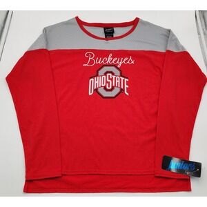 Gen.2 Ohio State Buckeyes Top Juniors L Red Grey NWT Mesh Yoke Long Sleeve OSU